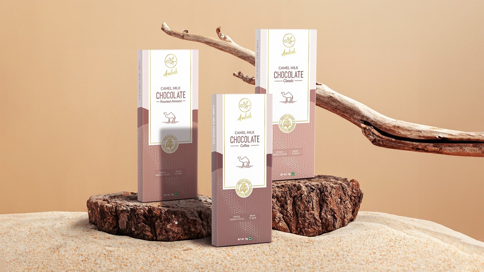 Aadvik camel milk chocolate packaging